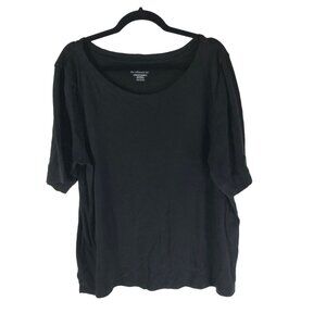 Chicos Womens Scoop Neck Ultimate Tee Black Cotton T-Shirt Size 3 (US Size XL)